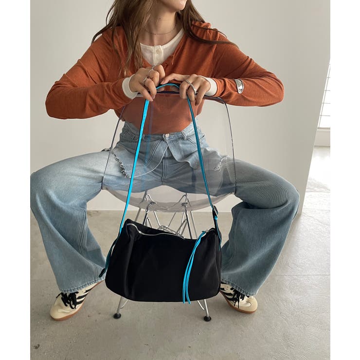 バイカラースクエアナイロンショルダーバッグ | 210nouve | 詳細画像17 