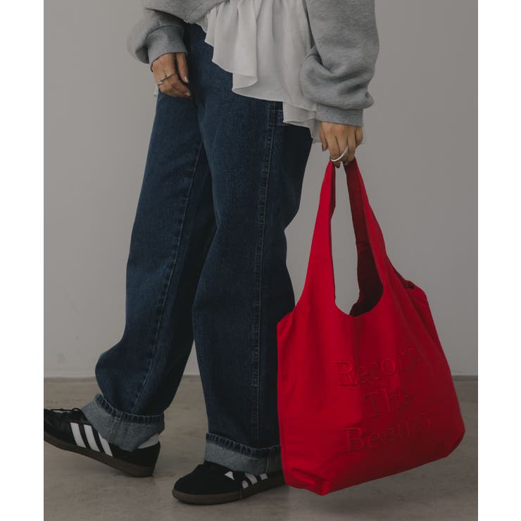 レッド | 【リバーシブル】ロゴ 刺繍 トートバッグ | 210nouve
