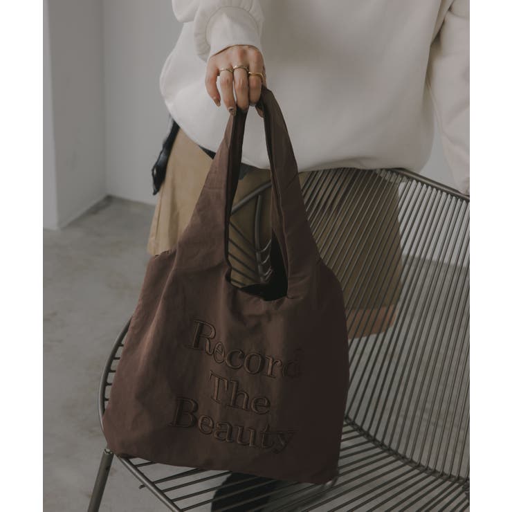ブラウン | 【リバーシブル】ロゴ 刺繍 トートバッグ | 210nouve