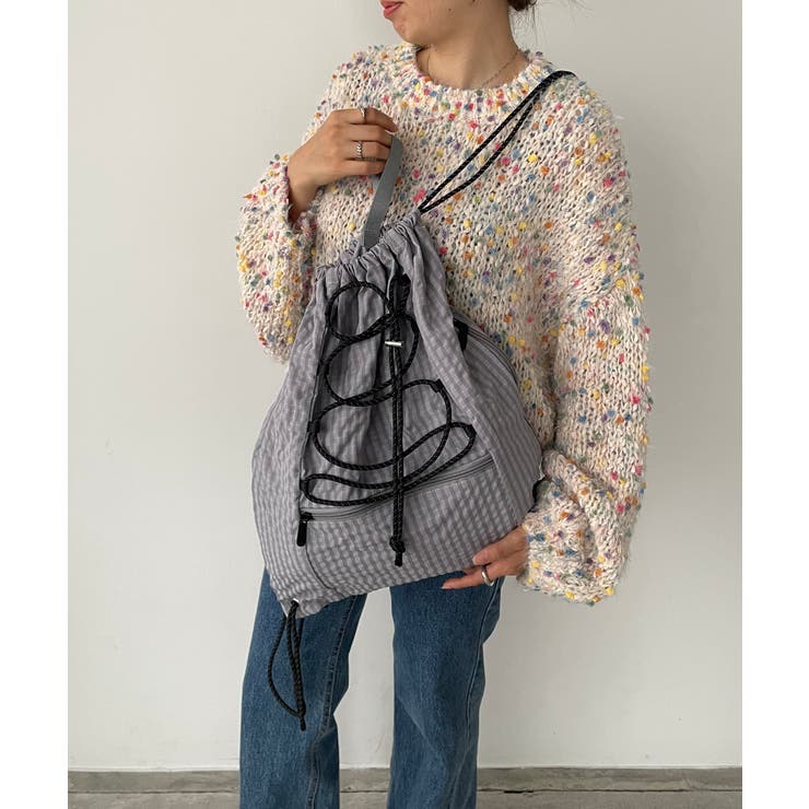 シャドーチェック ドロスト ナイロン ナップサック | 210nouve | 詳細画像10 