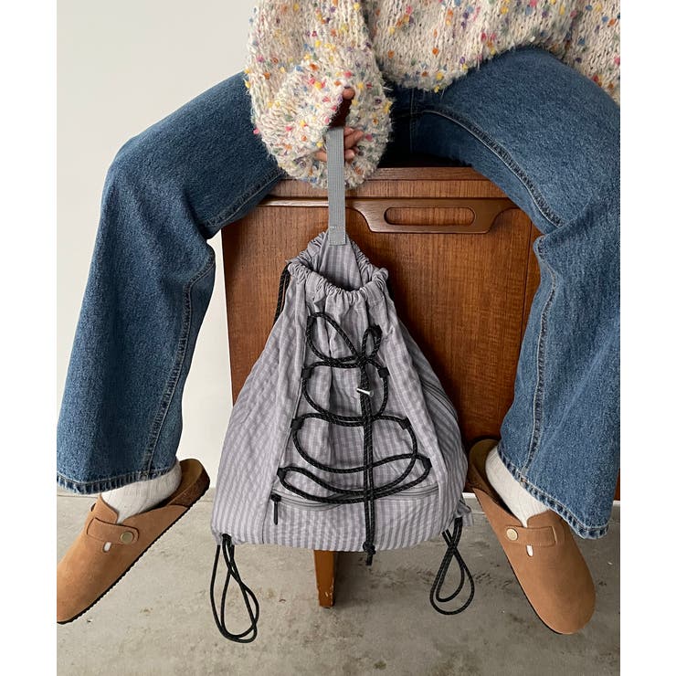 シャドーチェック ドロスト ナイロン ナップサック | 210nouve | 詳細画像11 