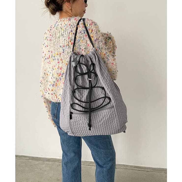 シャドーチェック ドロスト ナイロン ナップサック | 210nouve | 詳細画像12 