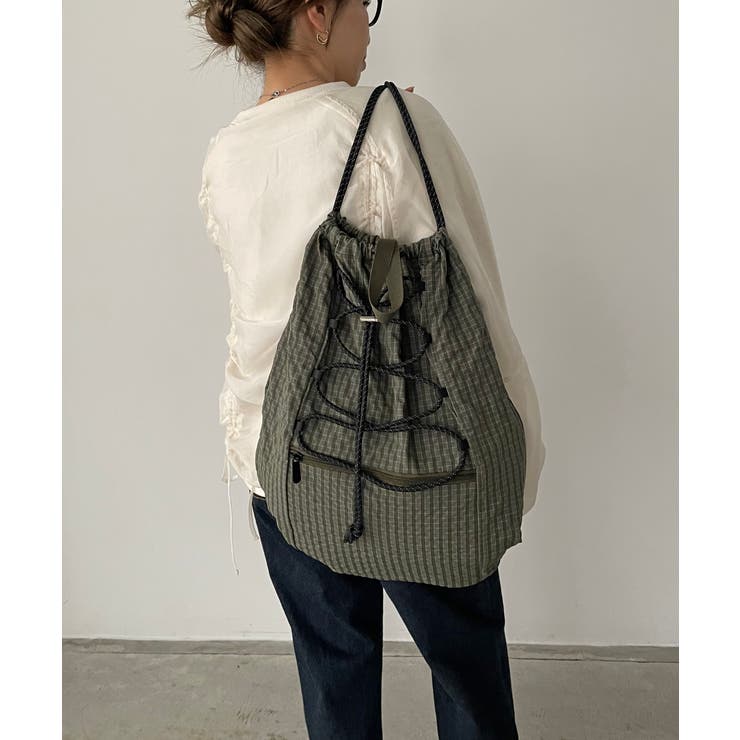 シャドーチェック ドロスト ナイロン ナップサック | 210nouve | 詳細画像14 