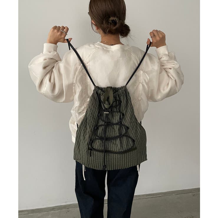 シャドーチェック ドロスト ナイロン ナップサック | 210nouve | 詳細画像16 