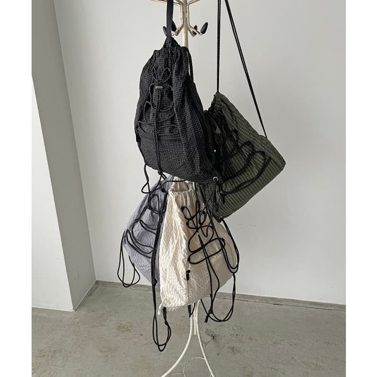 シャドーチェック ドロスト ナイロン ナップサック | 210nouve | 詳細画像18 