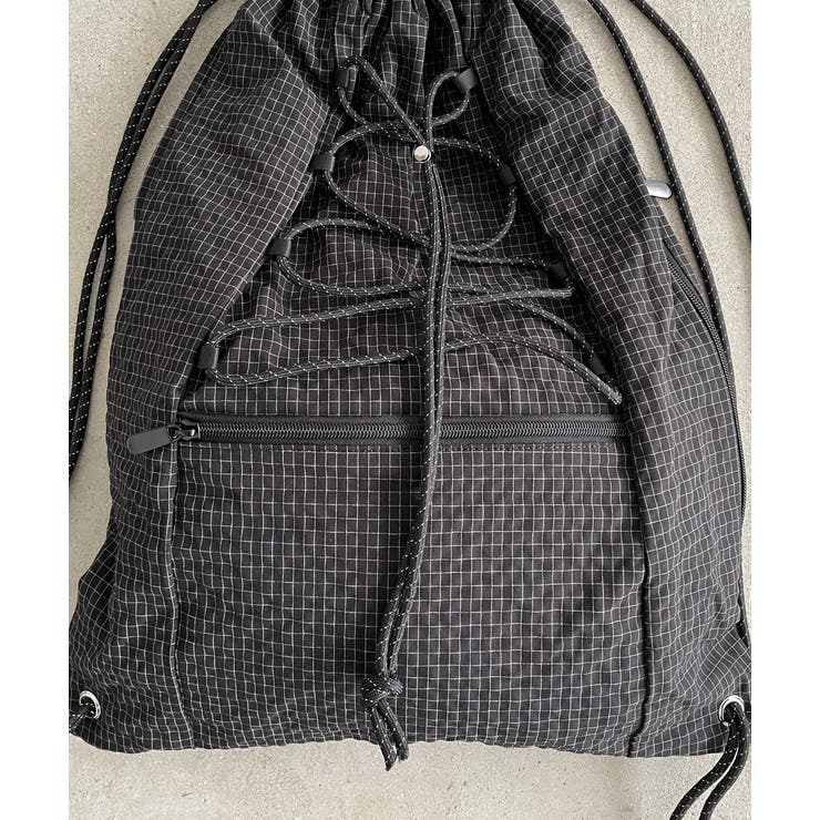 シャドーチェック ドロスト ナイロン ナップサック | 210nouve | 詳細画像21 