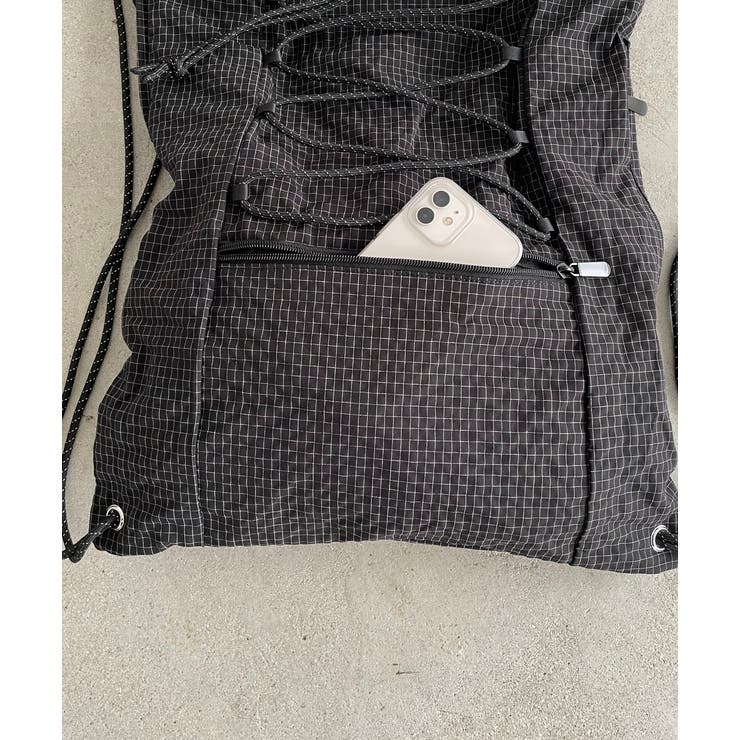 シャドーチェック ドロスト ナイロン ナップサック | 210nouve | 詳細画像24 