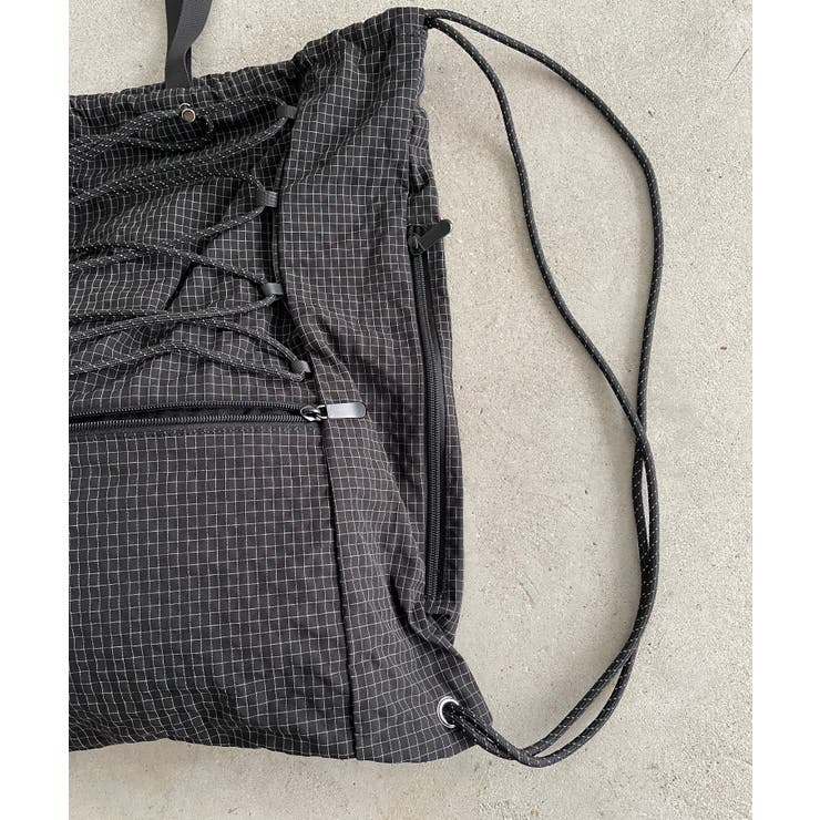 シャドーチェック ドロスト ナイロン ナップサック | 210nouve | 詳細画像25 