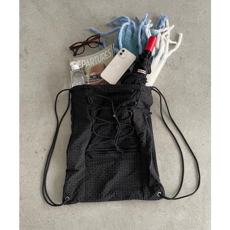 シャドーチェック ドロスト ナイロン ナップサック | 210nouve | 詳細画像29 