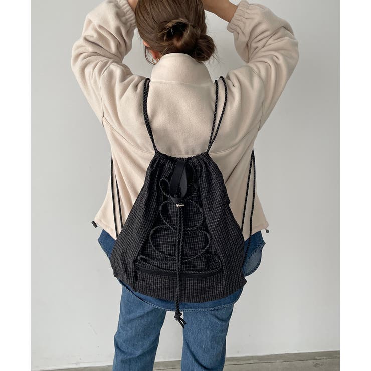 シャドーチェック ドロスト ナイロン ナップサック | 210nouve | 詳細画像4 