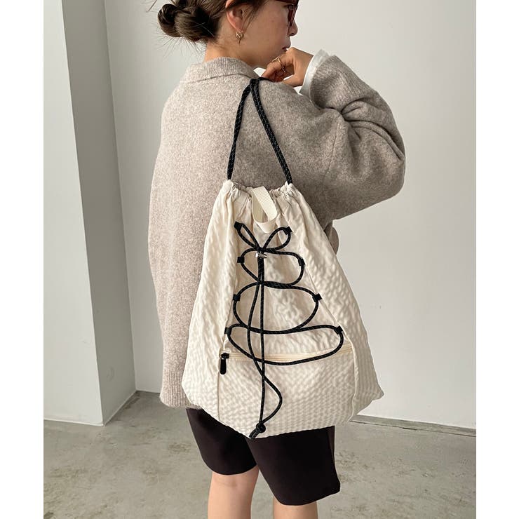 シャドーチェック ドロスト ナイロン ナップサック | 210nouve | 詳細画像6 