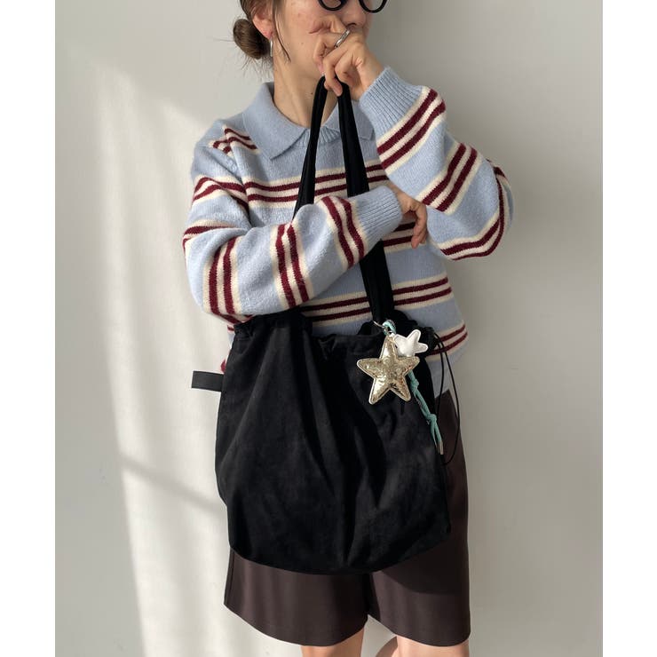 ブラック | 【チャーム付き】フェイクスエード ショルダーバッグ | 210nouve