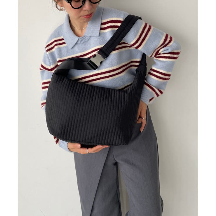 ブラック | ナイロン ステッチ ショルダーバッグ | 210nouve