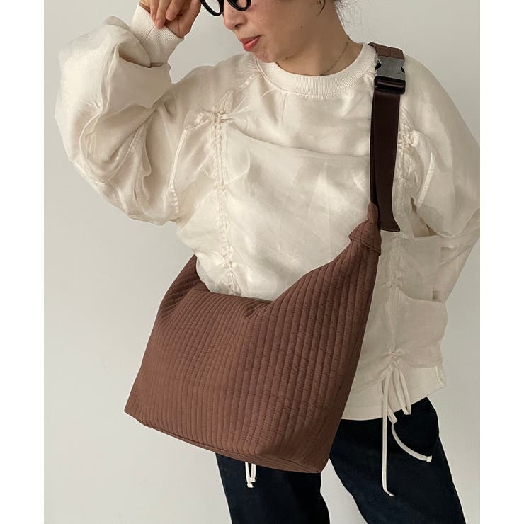 ブラウン | ナイロン ステッチ ショルダーバッグ | 210nouve