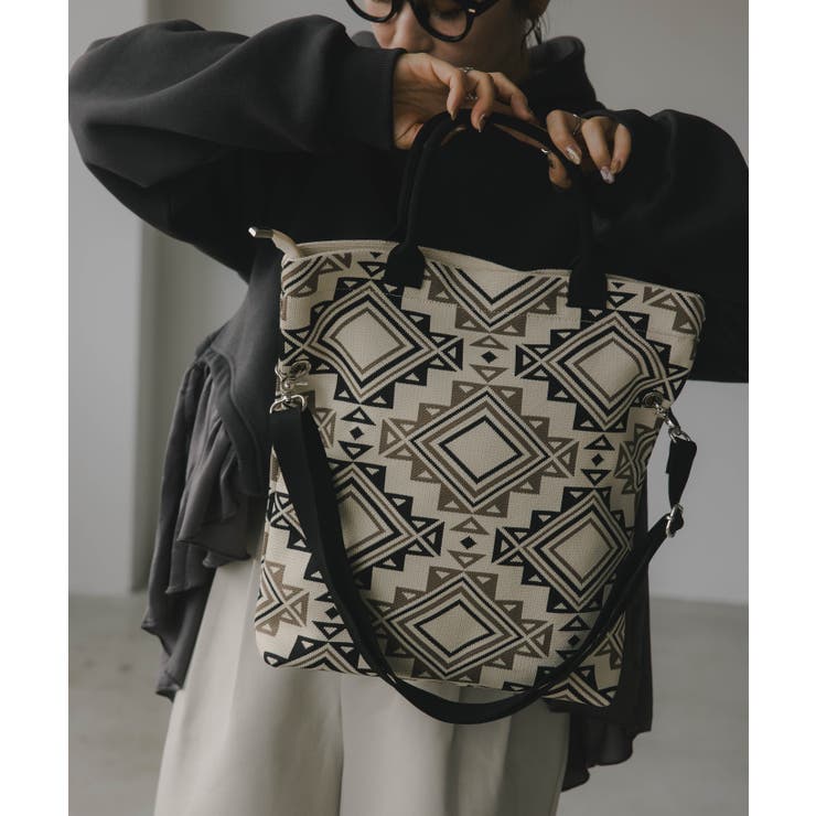 【2WAY】柄ニット トートバッグ | 210nouve | 詳細画像7 