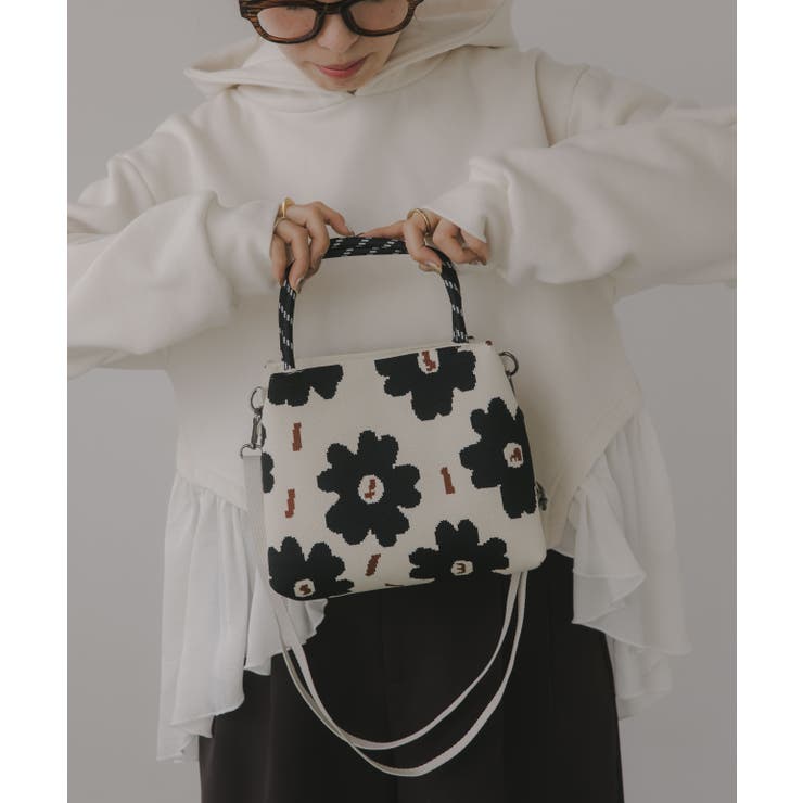 【2WAY】柄 ニット ハンド/ショルダーバッグ | 210nouve | 詳細画像2 