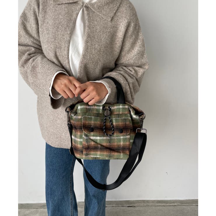 グリーン | 【2WAY】アウトポケット ドロスト ショルダー/ハンドバッグ | 210nouve