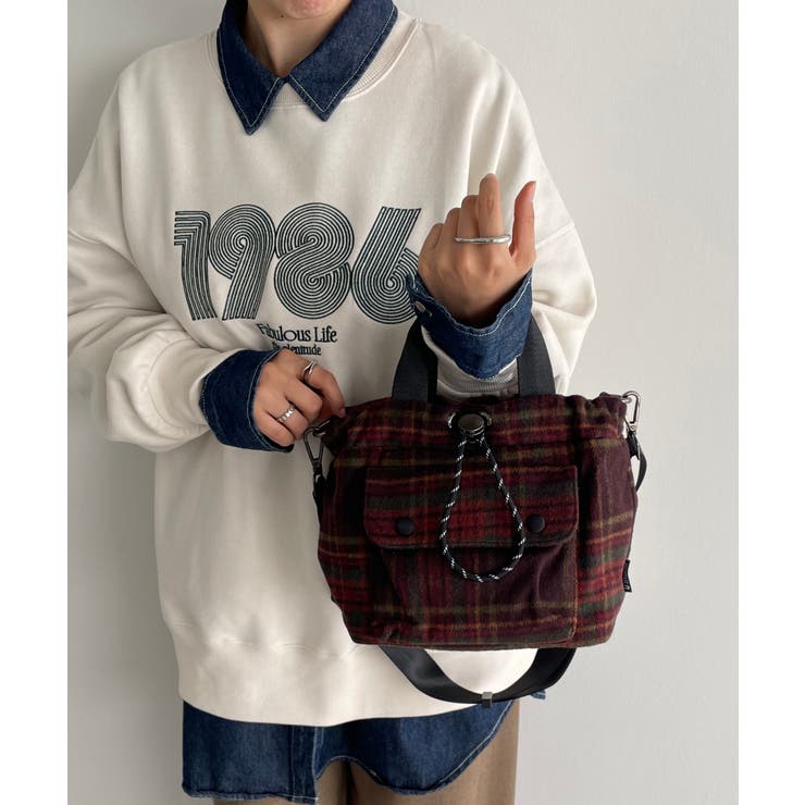 レッド | 【2WAY】アウトポケット ドロスト ショルダー/ハンドバッグ | 210nouve