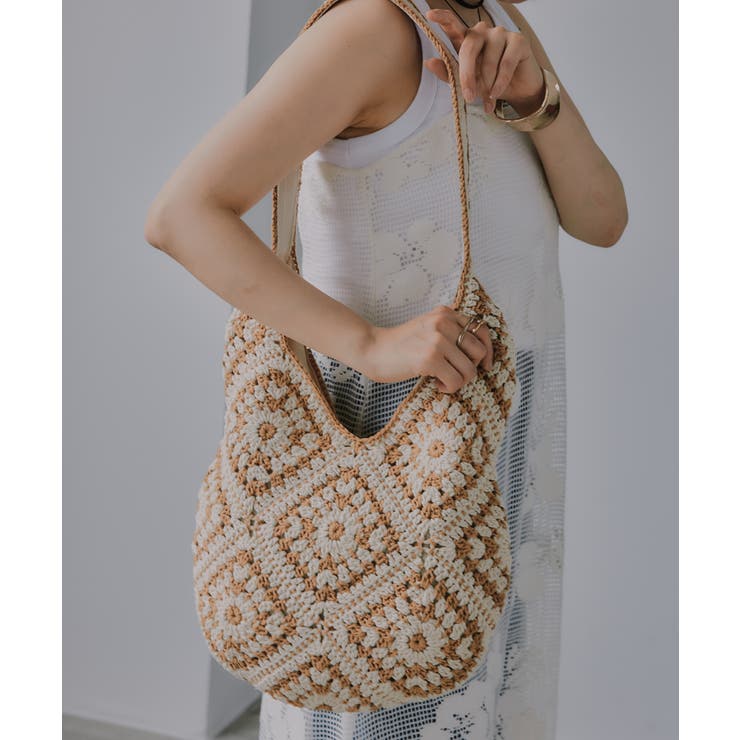 ベージュ | クロシェ 配色 ショルダーバッグ | 210nouve