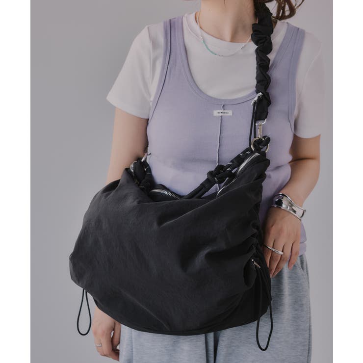 ブラック | コード ストラップ カラー ショルダーバッグ | 210nouve