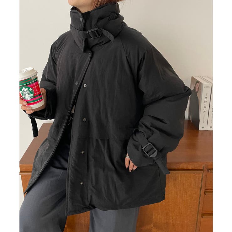 ベルト付きスタンドカラーフェイクダウンジャケット[品番：KTKW0010357