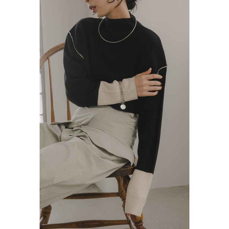 ハイネック バイカラー 配色 リブニット | 210nouve | 詳細画像10 