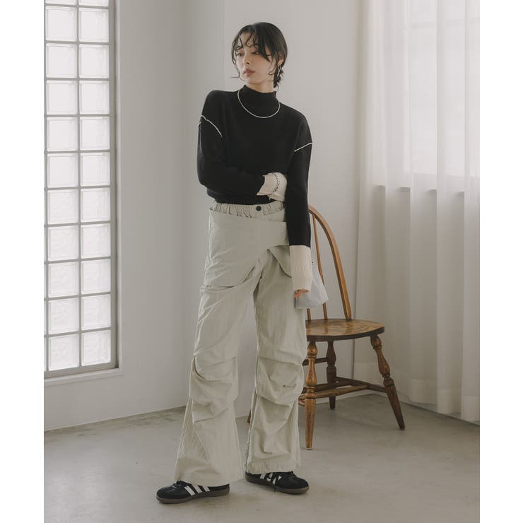 ハイネック バイカラー 配色 リブニット | 210nouve | 詳細画像13 