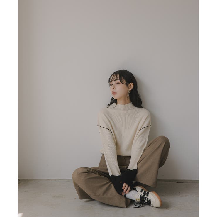 ハイネック バイカラー 配色 リブニット | 210nouve | 詳細画像16 