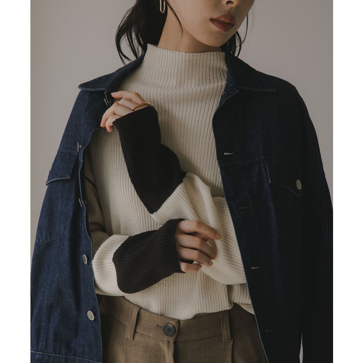 ハイネック バイカラー 配色 リブニット | 210nouve | 詳細画像17 