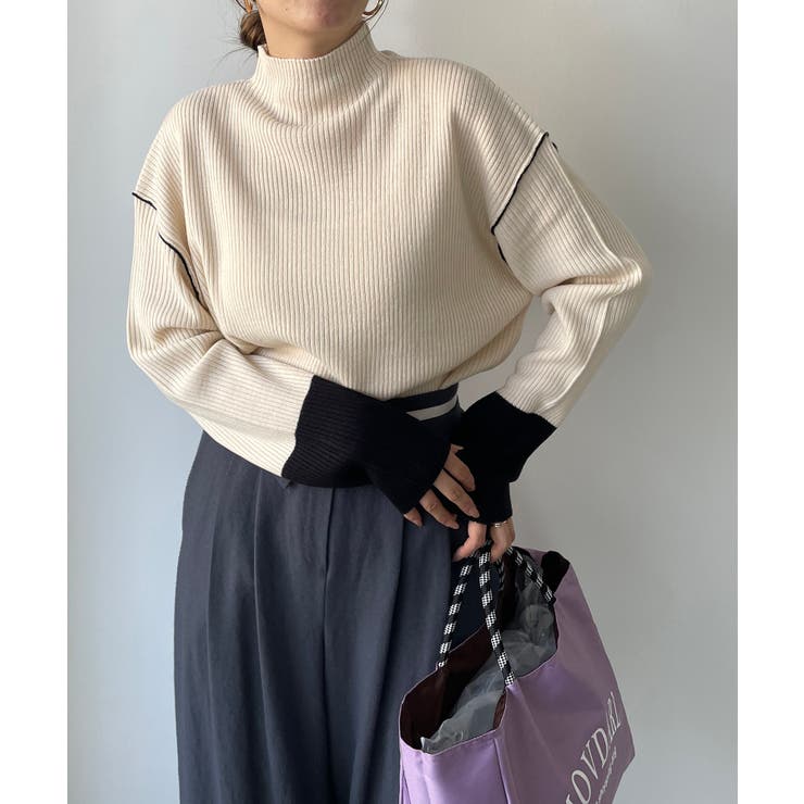 ハイネック バイカラー 配色 リブニット | 210nouve | 詳細画像21 