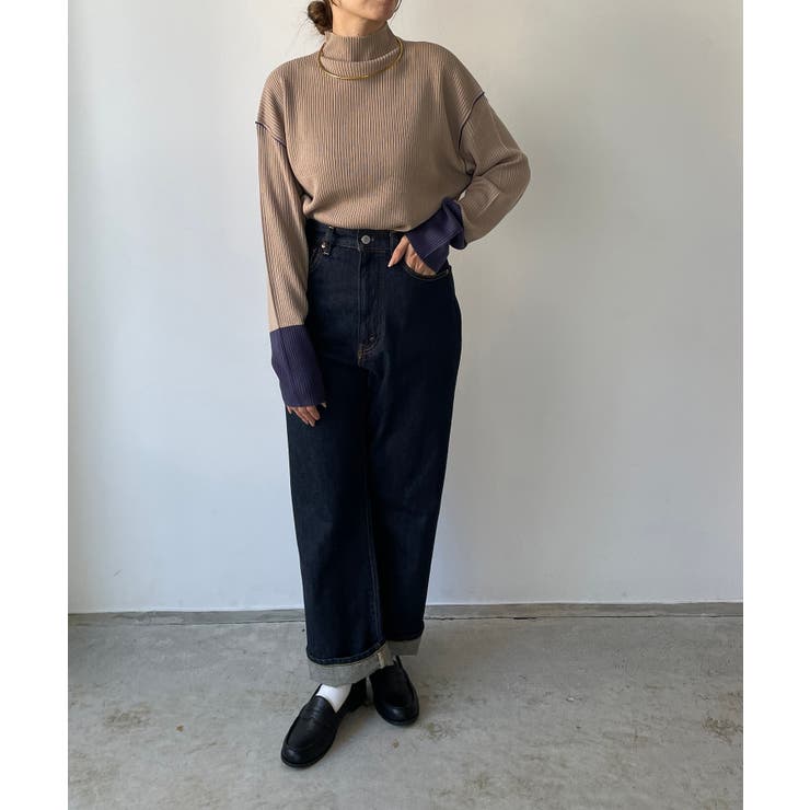 ハイネック バイカラー 配色 リブニット | 210nouve | 詳細画像8 