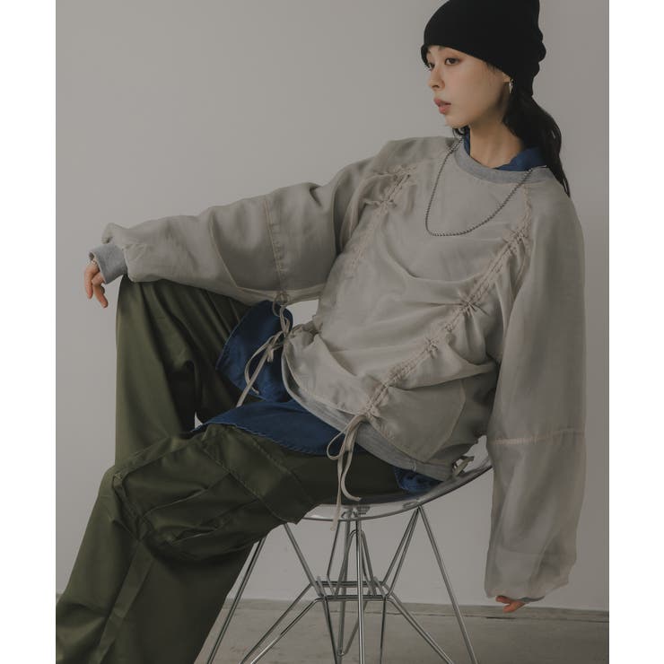 オーガンジー 重ね ドロスト プルオーバー | 210nouve | 詳細画像18 