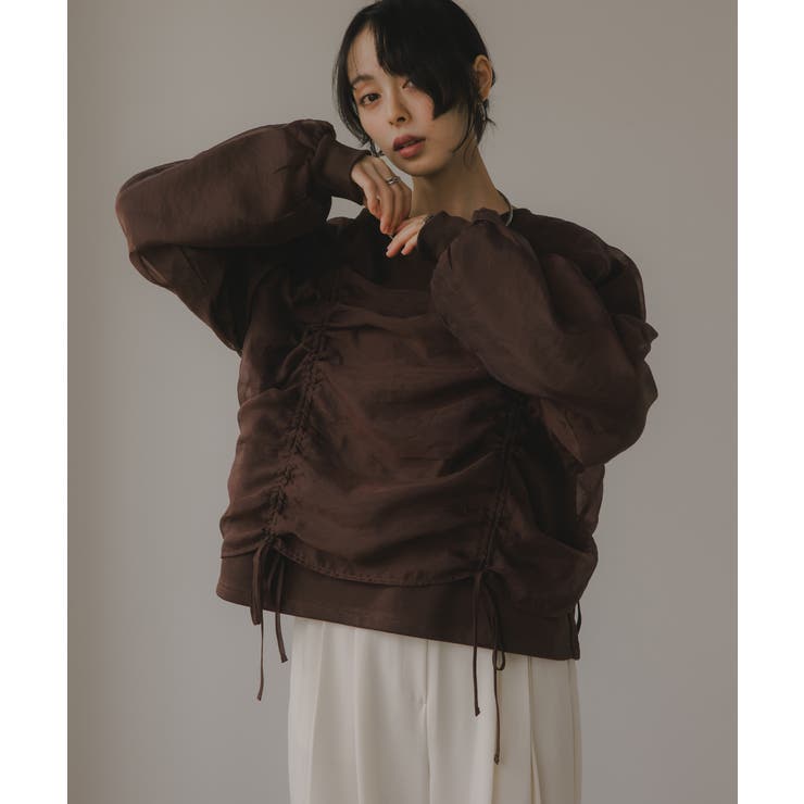 ブラウン | オーガンジー 重ね ドロスト プルオーバー | 210nouve