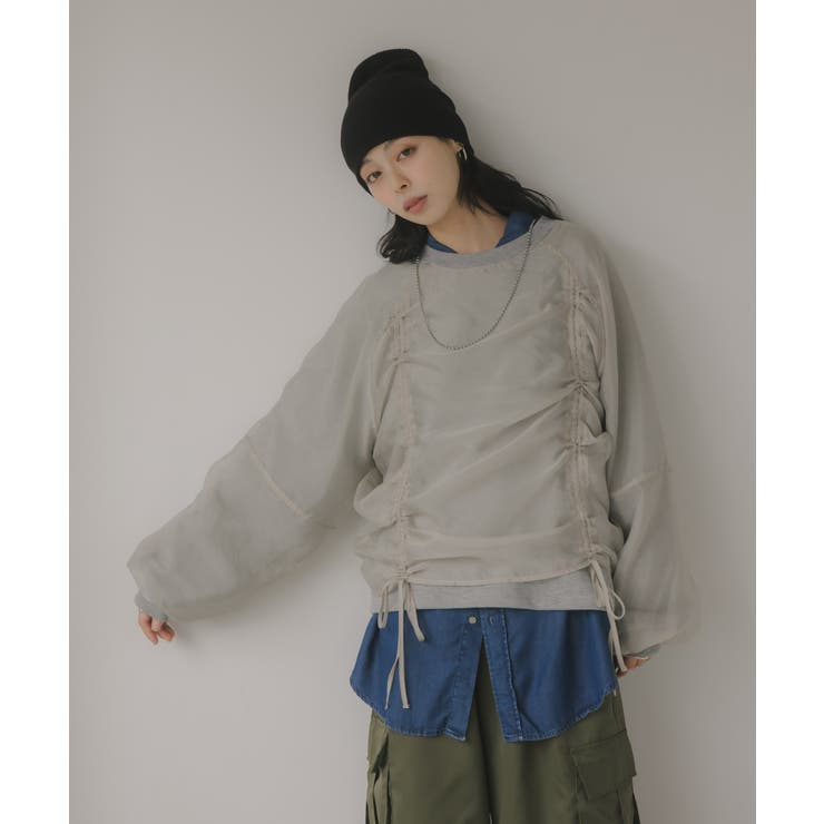 グレー | オーガンジー 重ね ドロスト プルオーバー | 210nouve