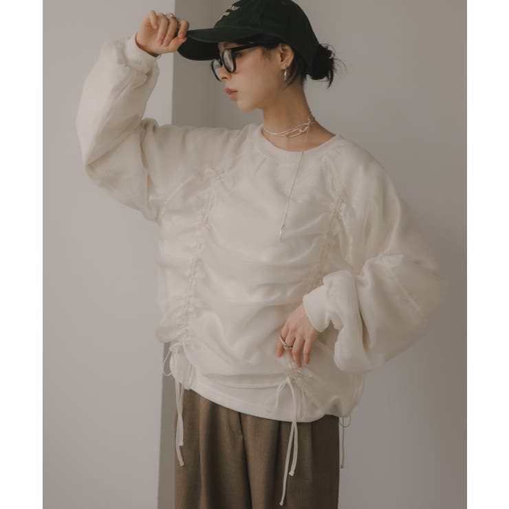 アイボリー | オーガンジー 重ね ドロスト プルオーバー | 210nouve