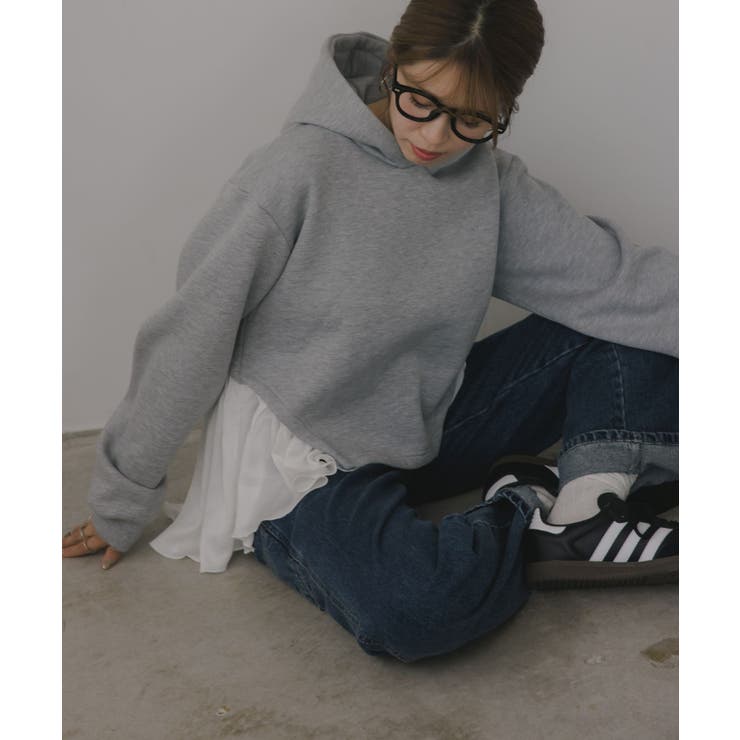 グレー | 異素材  ドッキング フーディ/パーカー | 210nouve