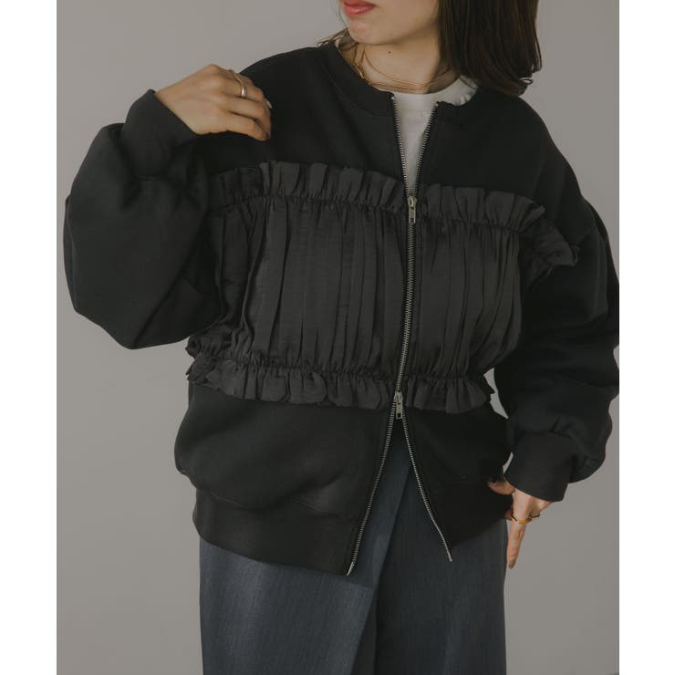 異素材 レイヤード Wジップ カーディガン | 210nouve | 詳細画像6 