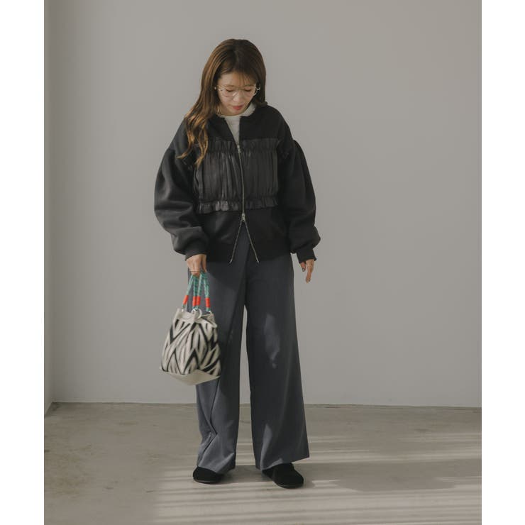 異素材 レイヤード Wジップ カーディガン | 210nouve | 詳細画像8 