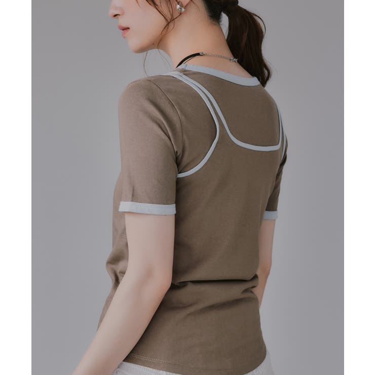 【タンクセット】バイカラー レイヤード 半袖 Tシャツ | 210nouve | 詳細画像13 