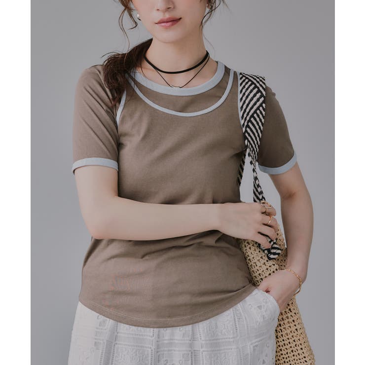 【タンクセット】バイカラー レイヤード 半袖 Tシャツ | 210nouve | 詳細画像4 