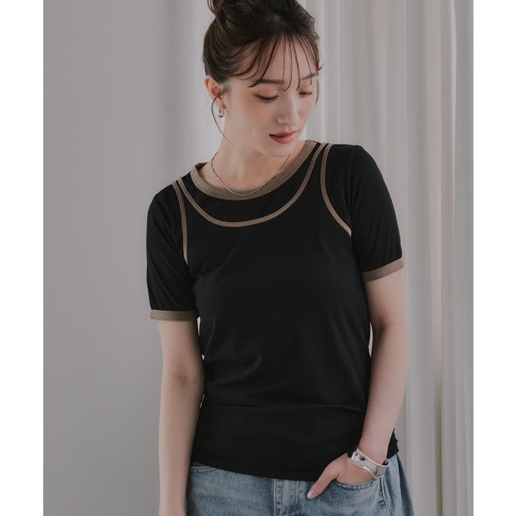 【タンクセット】バイカラー レイヤード 半袖 Tシャツ | 210nouve | 詳細画像5 