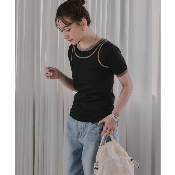 【タンクセット】バイカラー レイヤード 半袖 Tシャツ | 210nouve | 詳細画像7 