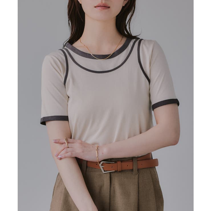 【タンクセット】バイカラー レイヤード 半袖 Tシャツ | 210nouve | 詳細画像8 
