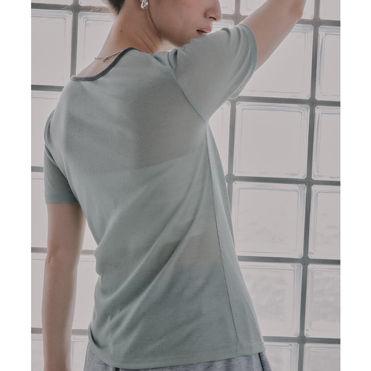 ウェーブボタン バイカラー  シアー Tシャツ | 210nouve | 詳細画像15 