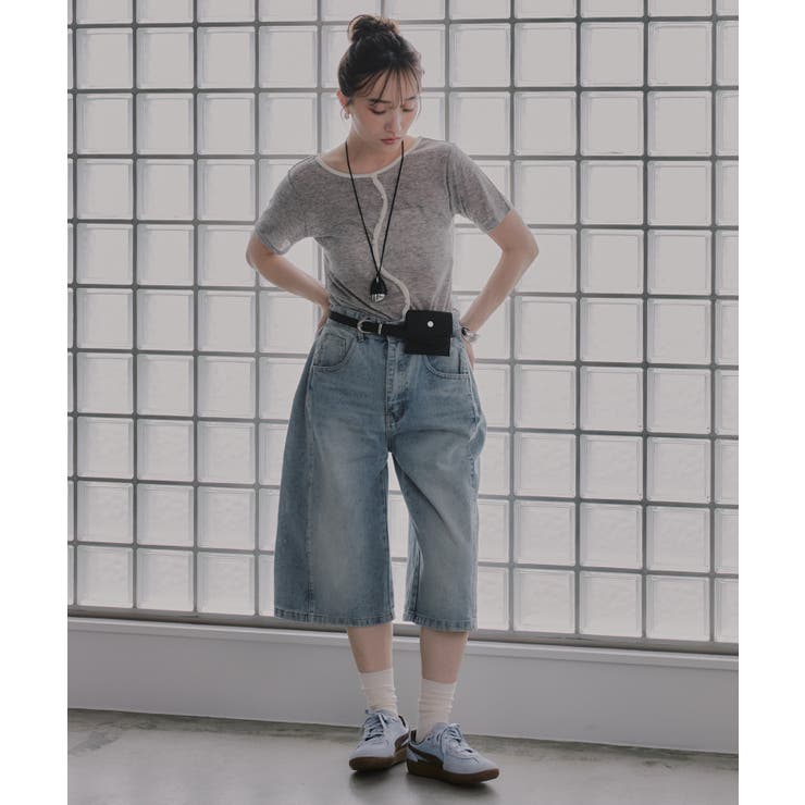 ウェーブボタン バイカラー  シアー Tシャツ | 210nouve | 詳細画像20 
