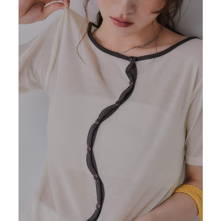 ウェーブボタン バイカラー  シアー Tシャツ | 210nouve | 詳細画像27 