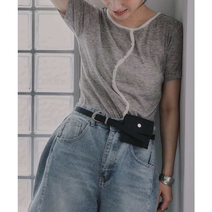 ウェーブボタン バイカラー  シアー Tシャツ | 210nouve | 詳細画像8 