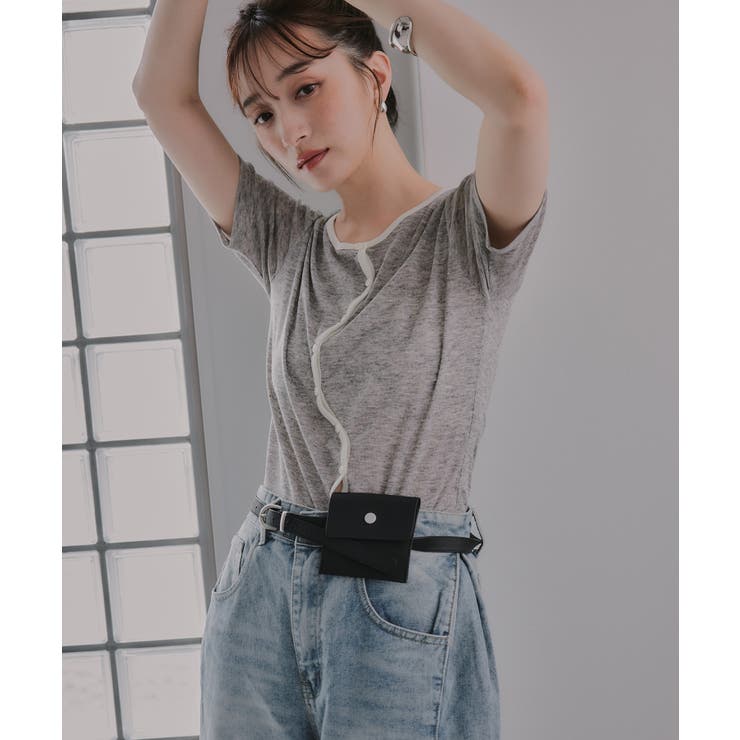 ウェーブボタン バイカラー  シアー Tシャツ | 210nouve | 詳細画像9 