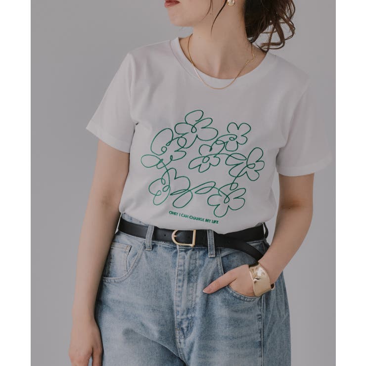 フラワー 刺繍 Tシャツ | 210nouve | 詳細画像1 