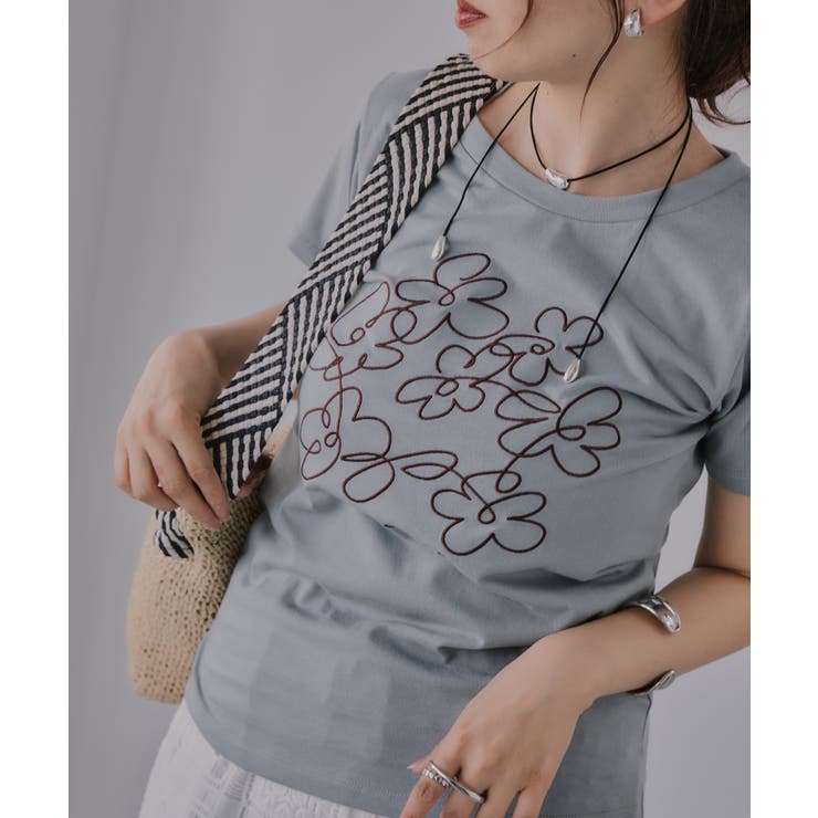 フラワー 刺繍 Tシャツ | 210nouve | 詳細画像13 